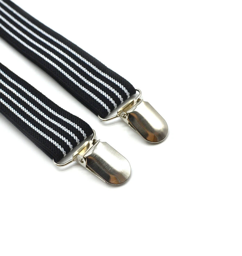 2.5cm Retro Stripes Men's Suspenders with 3 Clips Elastic Adjustable Y-back Trouser Braces for Daily Vacations Work Outfits