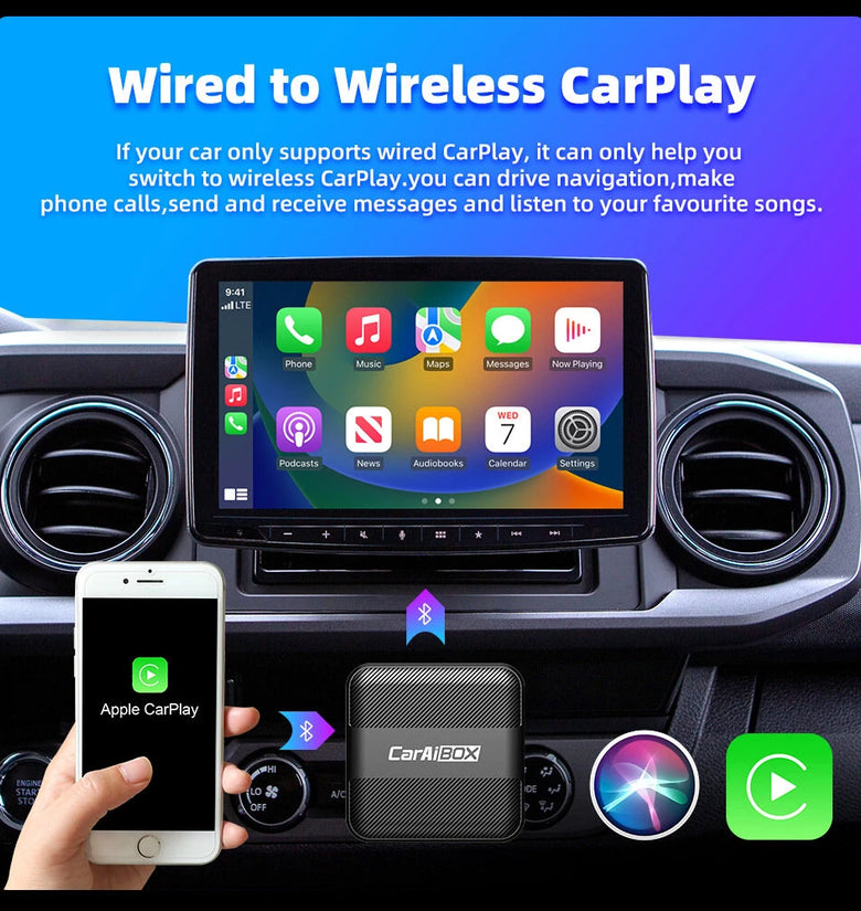 2 in 1 Car AI Box Wireless CarPlay Adapter Wireless Android Car Adapter Box for Wired CarPlay/Wired Android Auto Bluetooth 5.0