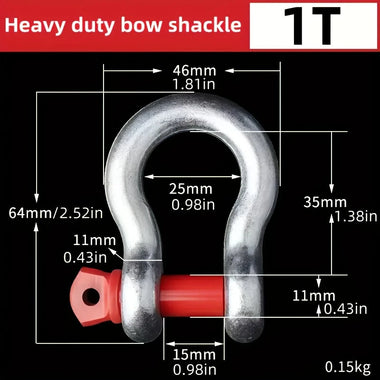 Heavy-Duty D-Ring Swivels 3/8in 1-Ton and 1/2in 2-Ton Rust-Resistant for Chains Wire Ropes Outdoor Construction Camping