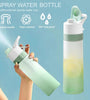 2-in-1 Sports Water Bottle with Built-in Mist Sprayer 650ml Portable Eco-friendly Hydration Fitness Bottle Easy Cleaning Wide Mouth Ideal for Outdoors Sports Travel Camping
