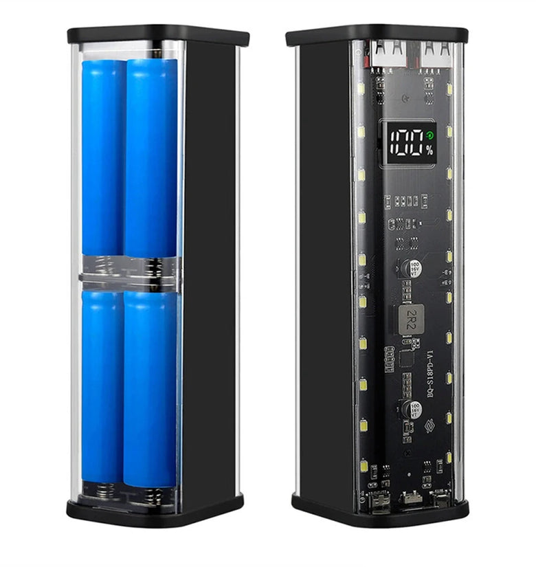 8x18650 DIY Power Bank Case PD22.5W LED Screen Transparent Battery Storage Shell for Huawei Xiaomi High Capacity Compatible Portable Charging Solution