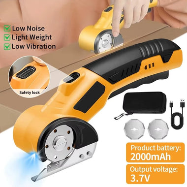 Cordless Electric Scissors Brushless Motor 3.6V Lithium-Ion Battery 2000mAh Tungsten Steel Blade Ultra-Quiet Design for Cutting Fabric Leather Carpet Cardboard USB Rechargeable