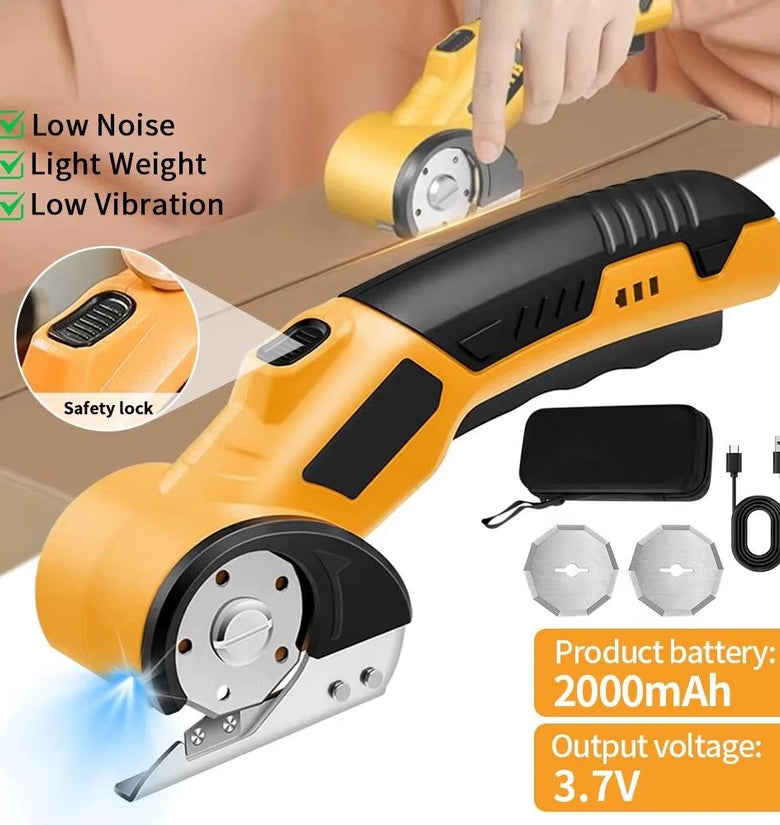 Cordless Electric Scissors Brushless Motor 3.6V Lithium-Ion Battery 2000mAh Tungsten Steel Blade Ultra-Quiet Design for Cutting Fabric Leather Carpet Cardboard USB Rechargeable