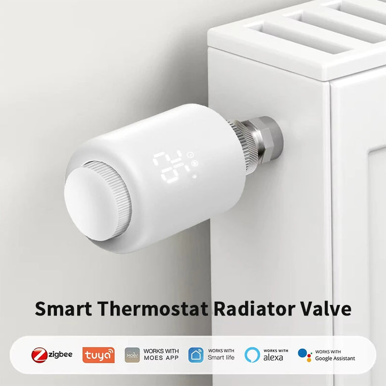Tuya Zigbe Smart Thermostat Radiator Valve Temperature Schedule Setting Window Open Detection Function APP Remote Voice Control Work with Alexa Google Assistance
