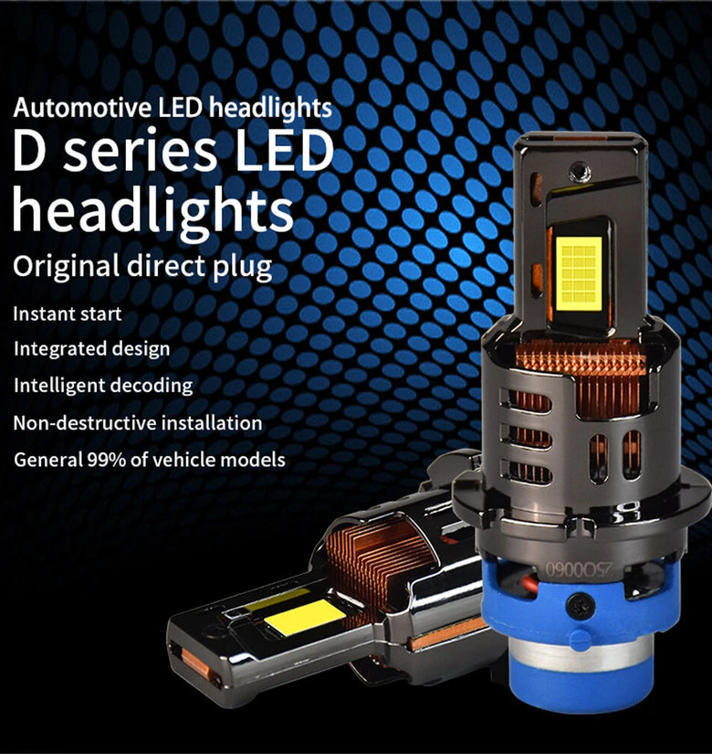 1Pair INFITARY Car LED Headlight D2S D2R / D4S D4R  Plug And Play  6000K 7700LM *2 Lamp Lumen Automotive Headlights Bulbs