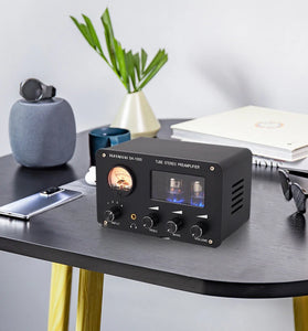 PJ.MIAOLAI SA-1000 6H3N Tube Preamplifier HiFi 4 Input 2 Output VU Meter Headphone Amplifier Audiophile Sound Quality Aluminum Body Home Theater Audio Amp