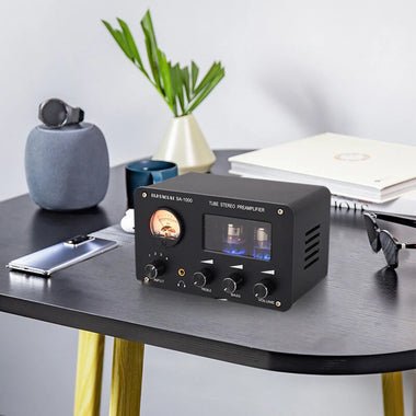 PJ.MIAOLAI SA-1000 6H3N Tube Preamplifier HiFi 4 Input 2 Output VU Meter Headphone Amplifier Audiophile Sound Quality Aluminum Body Home Theater Audio Amp