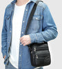 Ekphero Men Genuine Leather Messenger Bag with Zipper Large Capacity Small Shoulder Bag Retro Handbags Bussiness Casual Satchel Pack