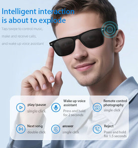 Senbono A01 Smart bluetooth Glasses bluetooth 5.3 100+ Language Translation AI Noise Reduction Hands Free Voice Control UV Protection Semi-Open Ear Audio Glasses