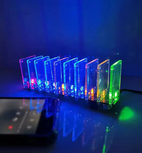 10-Segment Crystal Column Sound-Controlled Spectrum Lamp DIY Kit 7-Color LED Lights Adjustable Sensitivity RF-4 Board 5V 3A