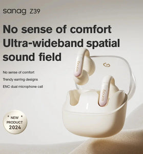 Sanag Z39 Ear-Clip bluetooth 5.3 Earbuds Wireless Earphone 3X Sound Field CD Lossless Sound DT6.0 Dual Mic ENC Noise Cancelling Clips-on Ear Headphones with Mic