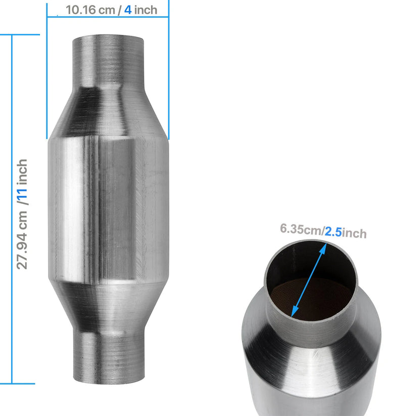 2.5 inch In/Out Catalytic Converter Universal High Flow Stainless Steel