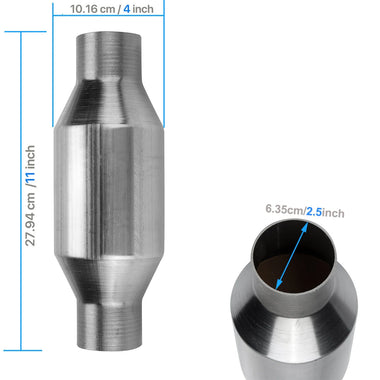 2.5 inch In/Out Catalytic Converter Universal High Flow Stainless Steel