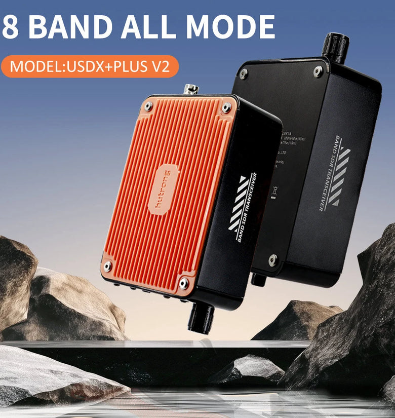 uSDX+ Plus V2 QRP HF Transceiver 8 Band 3-5W Output Built-in 4000mAh Battery Compact Design Aluminum Case CW Decoding Portable Radio