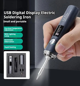 USB Soldering Iron Wireless Rechargeable Fast Heating Type-C Interface 1400mAh Battery Portable 5 Adjustable Temperatures Electric Welding Tool