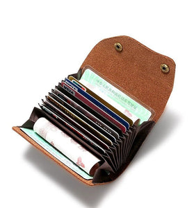 Ekphero Handmade Leather Credit Card Holder Wallet for Men Vintage Genuine Leather Multi-slot Driver's License Card Holder Wallet