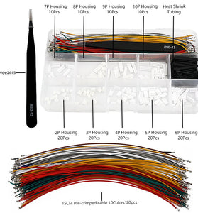 MX1.25MM Connector Kit Pre Crimped Cable 15CM 10 Colors 2-10 Pin Housing Heat Shrink Tubing Electronics Prototyping Wiring Solution