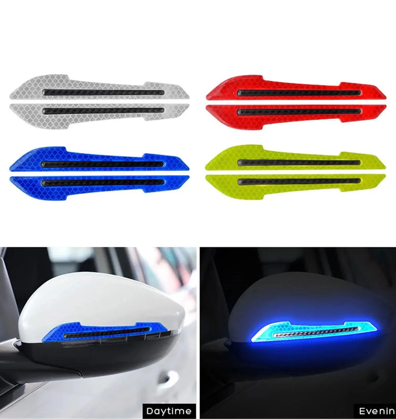 2pcs 3D Car Bumper Reflective Strips Car Rearview Mirror Stickers Safety Reflective Stickers Reflective Warning Stickers