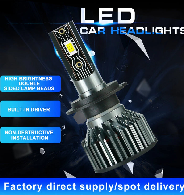 WEKEOLF Car LED Headlight H4/H7/H11/9005/9006 IP68 Waterproof High Brightness 360 Adjustable Car Lighting V2T