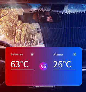 Car  Front Windshield Sunshade Curtain Summer Heat Insulation Retractable Front Rear Window Sunshade Protector UV Reflective Film Car Sun Visor Cover