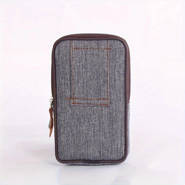 Men's Canvas Mobile Phone Belt Waist Bag Portable Multi-Pocket Fanny Pack Card Holder Wallet