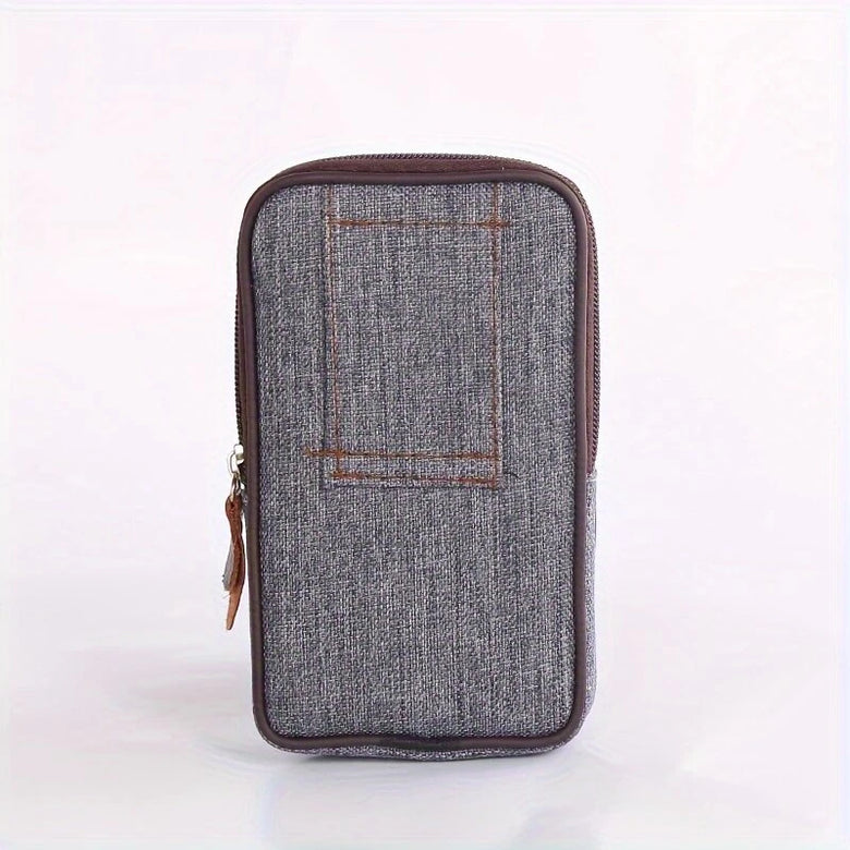 Men's Canvas Mobile Phone Belt Waist Bag Portable Multi-Pocket Fanny Pack Card Holder Wallet