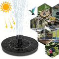 Solar Powered Mini Garden Pond Fountain Pump with 1.5W 7V Solar Panel High Lift 110cm Max Flow Rate 190L/H 6 Adjustable Spray Heads Ideal for Bird Baths and Outdoor Decorations