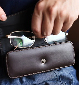 Hasp Reading Glasses Case Hung On the Belt Leather Waistpack Sunglasses Storage Box for Everyday Use
