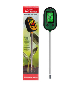 Garden 5 in 1 Soil Moisture Sensor pH Meter Metal Probe Soil Moisture Detector Acidity Temperature Tester for Plants Flowers