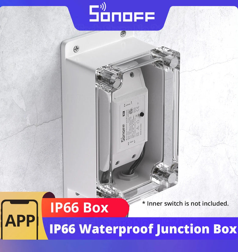 SONOFF IP66 Waterproof Junction Box Water-resistant Impact Shell Compatible with BASICR2/BASICR4/RFR2 Smart WiFi Switches
