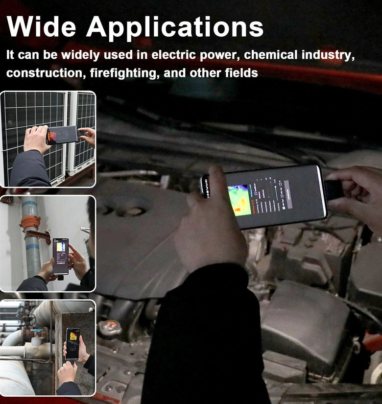 Portable Mobile Phone Thermal Imager -20 to 1000 Small Thermal Imaging Camera Support Maximum Minimum Center Temperature Measurement 5 Color Palette Modes