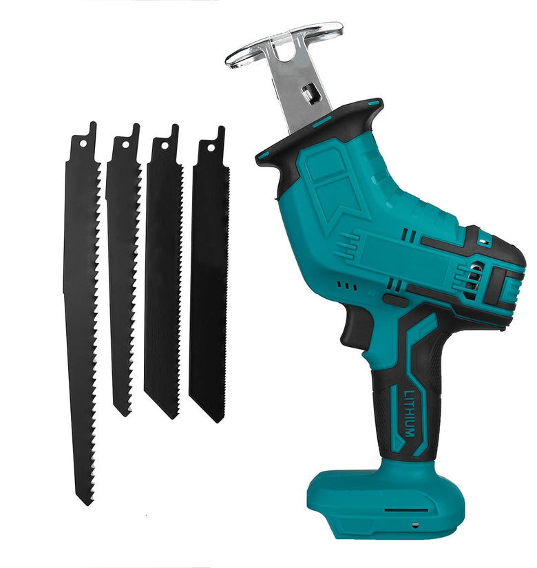 VIOLEWORKS 18V Cordless Reciprocating Saw Body With 4 Saw Blades Woodworking Pruning Saw For Makita 18V Battery