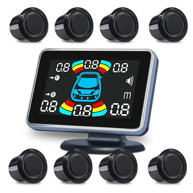 Car Reverse Parking Radar With 8 Parking Sensors Electronics Rear Automatic Detector Reverse Assist Kit Buzzer Car Reversing Radar Does Not Falsely Report Voice Buzzer Horn Alarm Front And Rear Parking