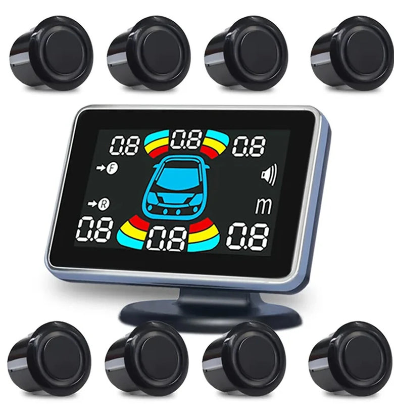 Car Reverse Parking Radar With 8 Parking Sensors Electronics Rear Automatic Detector Reverse Assist Kit Buzzer Car Reversing Radar Does Not Falsely Report Voice Buzzer Horn Alarm Front And Rear Parking