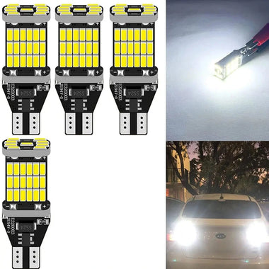 4-Pack Super Bright  T15 4014 45-SMD LED Car Reverse Lights Constant Current Decoding  Turning Tail Fog Lamps Automatic Bulb White
