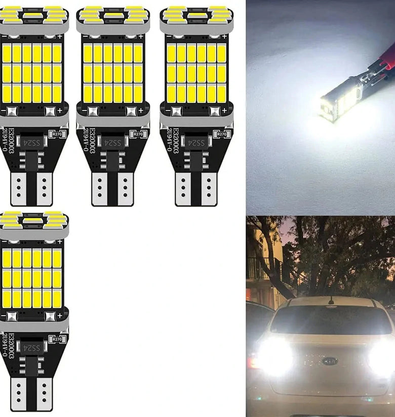 4-Pack Super Bright  T15 4014 45-SMD LED Car Reverse Lights Constant Current Decoding  Turning Tail Fog Lamps Automatic Bulb White