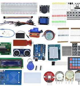 Starter Kit for Arduino UN0 R3 - UN0 R3 Breadboard and Holder Step Motor / Servo /1602 LCD / Jumper Wire/ UN0 R3(Arduino-Compatible) - Variations And Clones Which Are Software And Hardware Compatible