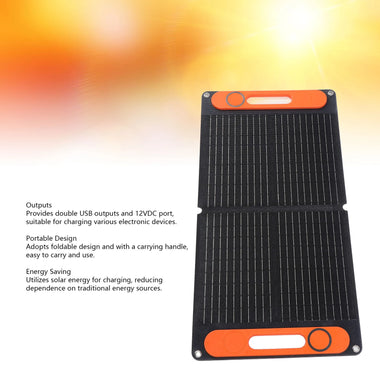 60W Monocrystalline Solar Panel Charger IP65 Waterproof ETFE Magnetic Handle USB 9V PD Output for Outdoor Camping and Hiking