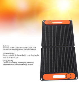 60W Monocrystalline Solar Panel Charger IP65 Waterproof ETFE Magnetic Handle USB 9V PD Output for Outdoor Camping and Hiking