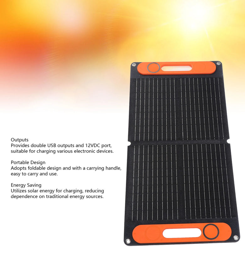 60W Monocrystalline Solar Panel Charger IP65 Waterproof ETFE Magnetic Handle USB 9V PD Output for Outdoor Camping and Hiking