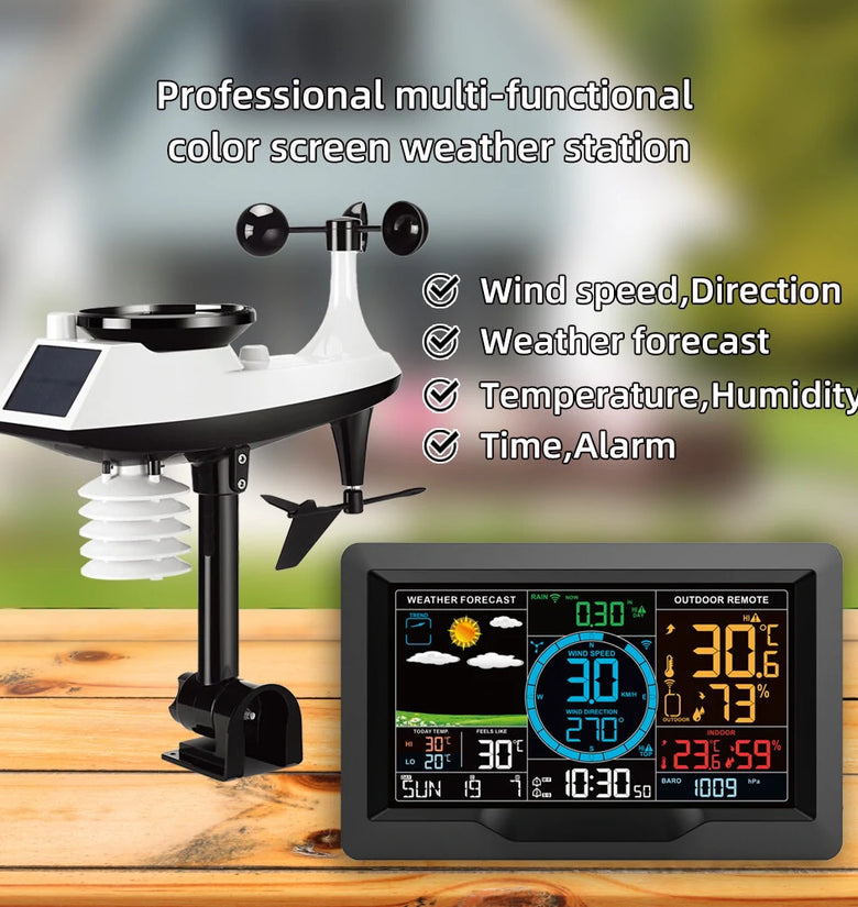Multifunctional Weather Station Temperature Humidity Wind Speed and Rainfall Detection Wireless Weather Forecast Clock
