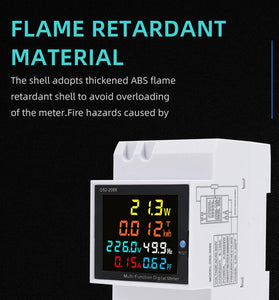 D52-2066 6-in-1 Digital Single Phase Energy Meter with LCD Display Din Rail Mount Power/Voltage/Current/Energy/Frequency Monitor Metering