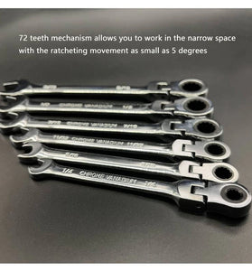 8-19mm 180-degree Movable Head Double-ended Wrench With Ratchet Dual-Use Ratcheting Wrench Set Auto-Fast  Effort-Saving  Open-End and Flare Nut Combination Spanner - Automotive  Hardware Repair Tool Kit