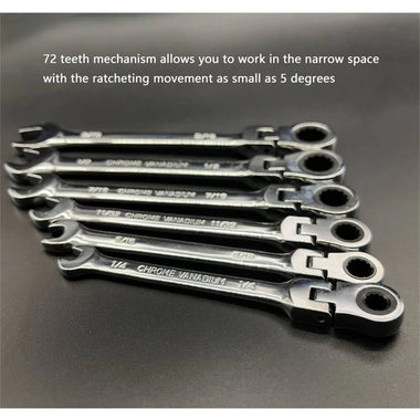 8-19mm 180-degree Movable Head Double-ended Wrench With Ratchet Dual-Use Ratcheting Wrench Set Auto-Fast  Effort-Saving  Open-End and Flare Nut Combination Spanner - Automotive  Hardware Repair Tool Kit