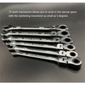 8-19mm 180-degree Movable Head Double-ended Wrench With Ratchet Dual-Use Ratcheting Wrench Set Auto-Fast  Effort-Saving  Open-End and Flare Nut Combination Spanner - Automotive  Hardware Repair Tool Kit