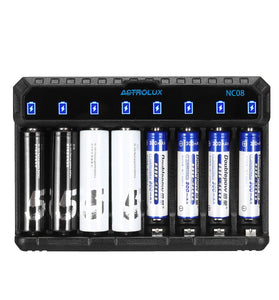 Astrolux NC08 8 Slot Intelligent Charger For Ni-MH/Ni-Cd/Li-ion AA AAA 1.5V 14500 10440 Battery Type-C 2A Max Charging Speed Quick Charger For LED Flashlight Torch Home Tools RC Kids Toys