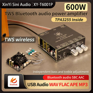 Sinilink XY-T6001P 600W Mono Audio Amplifier Board TPA3255 TWS Bluetooth AUX USB WAV FLAC MP3 Wireless Speaker Compatible