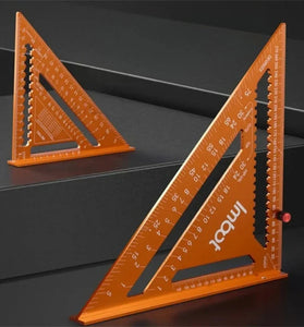 Aluminum Alloy Carpenter Precision Woodworking Triangle Measuring Ruler Rafter Square Measuring Layout Tool Multi-angle Woodworking Scriber Circle Drawing Metric Scale