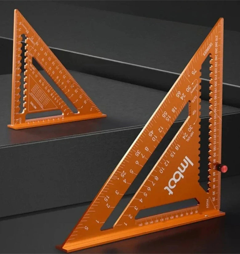 Aluminum Alloy Carpenter Precision Woodworking Triangle Measuring Ruler Rafter Square Measuring Layout Tool Multi-angle Woodworking Scriber Circle Drawing Metric Scale