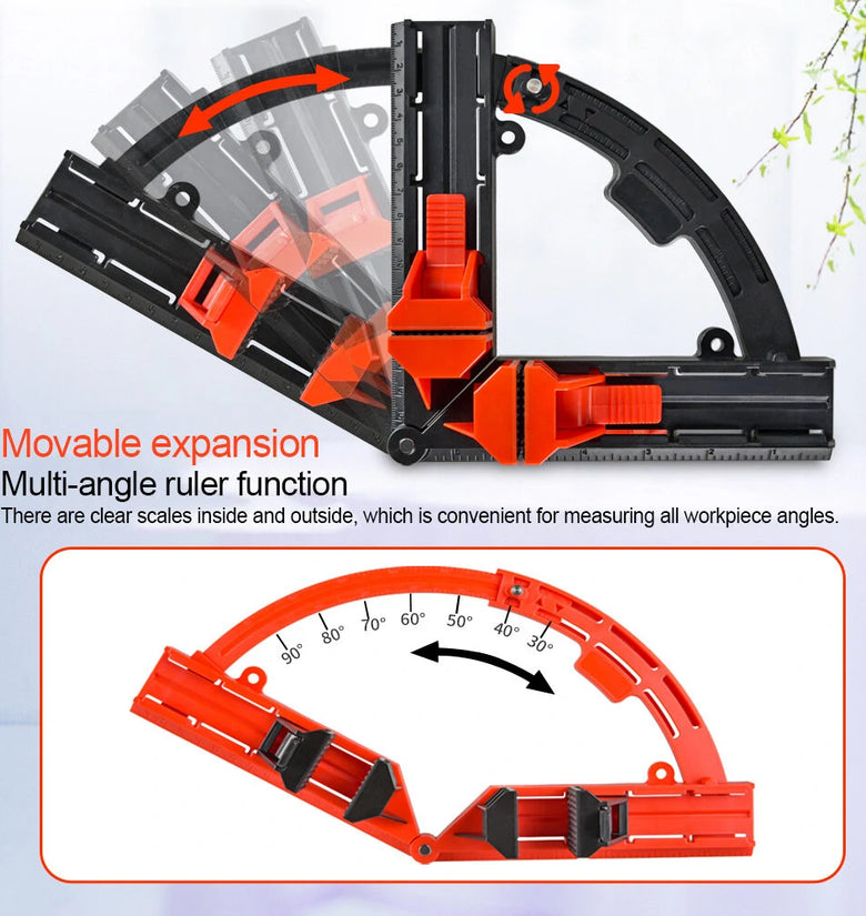 Woodworking 90 Corner Frame Clamp Adjustable Expandable Quick-Lock ABS Plastic Picture Framing Woodworking Tool for Precise Angle Positioning and Efficient Operation
